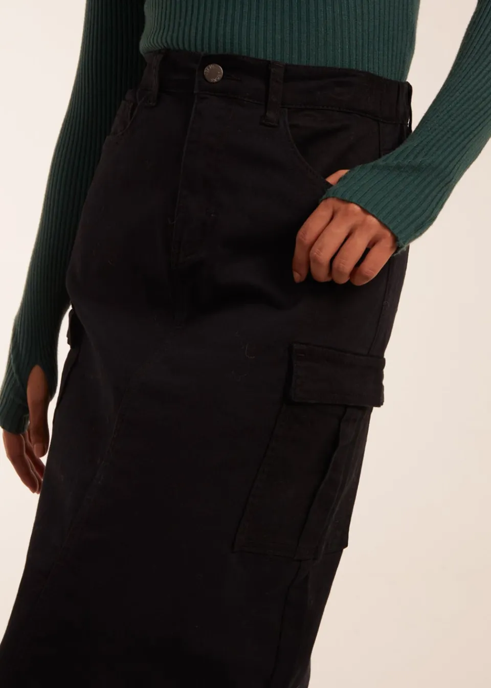 Skirts>Blue Vanilla Pocket Midi Skirt Black