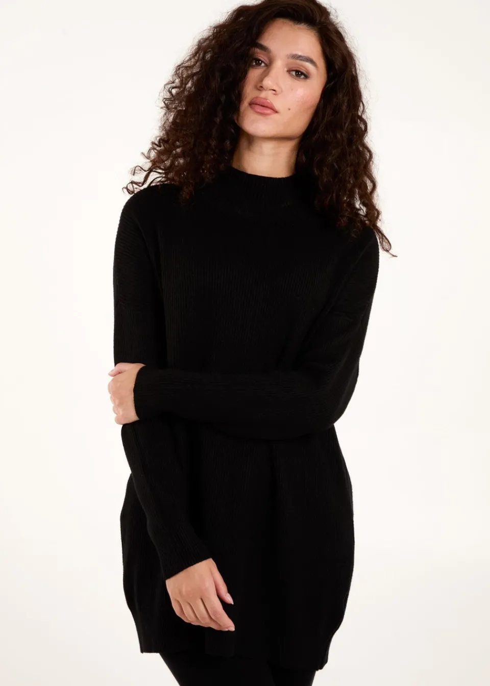 Tops>Blue Vanilla Black Ribbed Jumper & Knit Legging Set