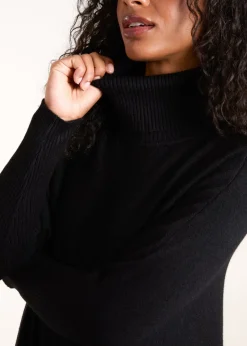 Knitwear>Blue Vanilla Black Roll Neck Button Mini Pocket Jumper