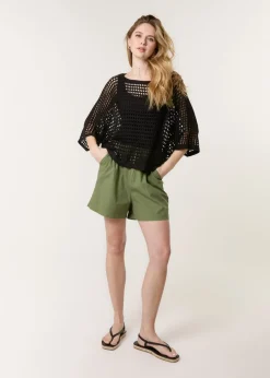 Tops>Blue Vanilla Black Round Neck Net Top