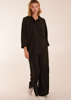 Tops>Blue Vanilla Shirt & Trousers Set Black