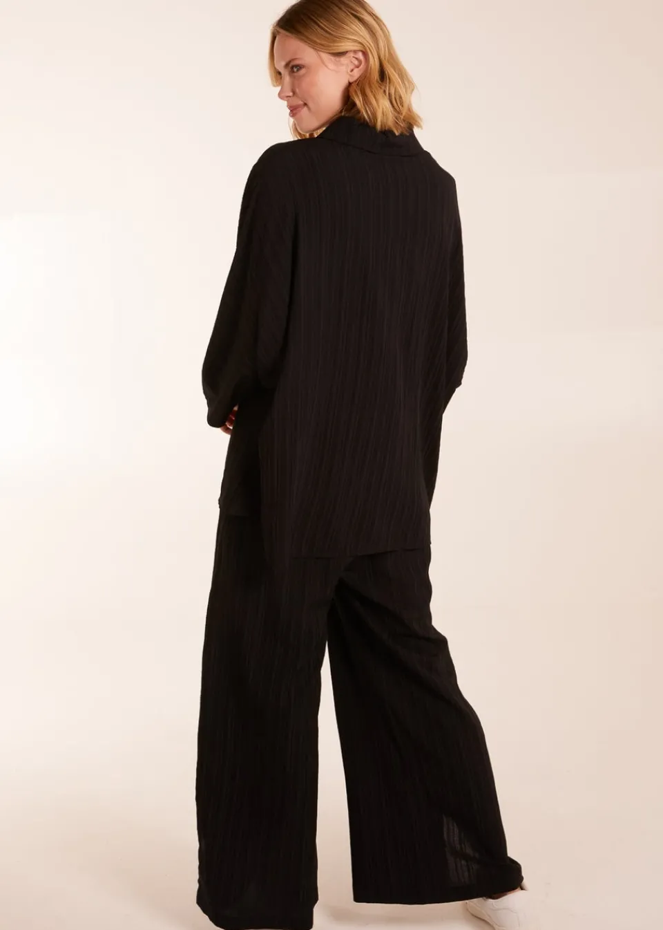 Tops>Blue Vanilla Shirt & Trousers Set Black
