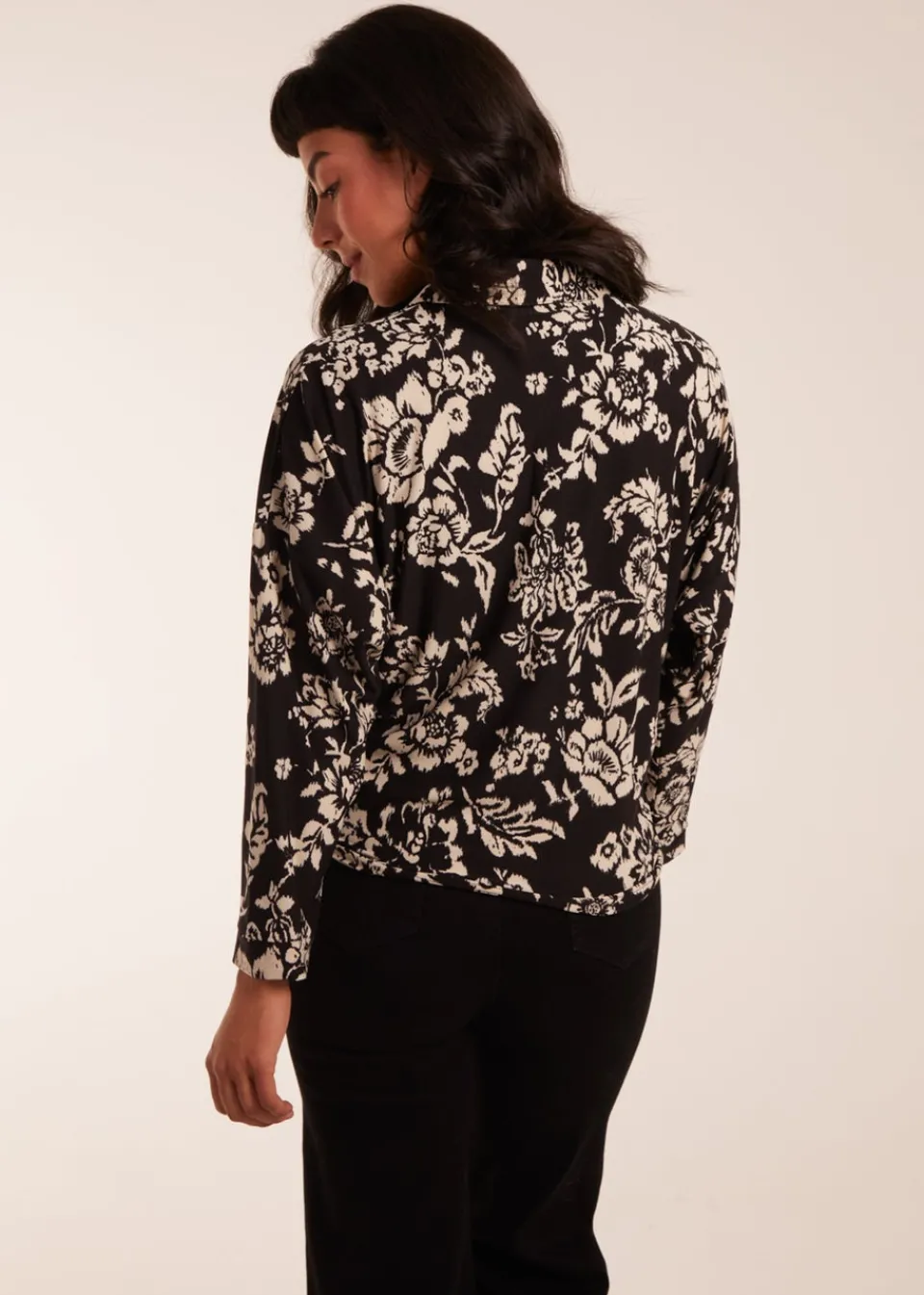 Tops>Blue Vanilla Black Tie Front Oversized Shirt