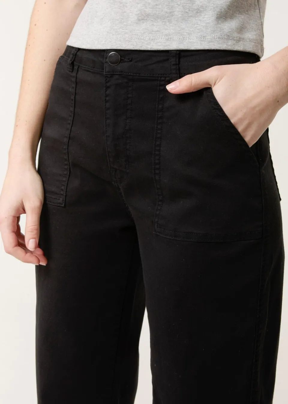 Trousers>Blue Vanilla Black Wide Leg Pocket Trouser