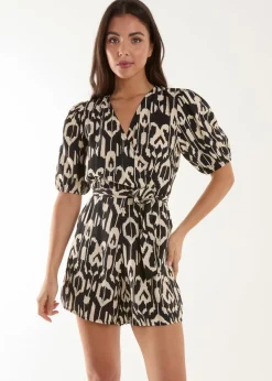 Jumpsuits & Playsuits>Blue Vanilla Black Wrap Front Playsuit