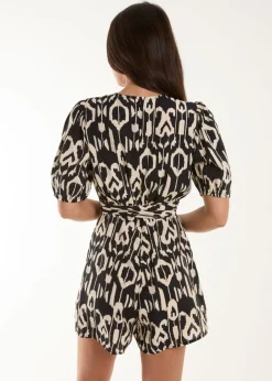 Jumpsuits & Playsuits>Blue Vanilla Black Wrap Front Playsuit