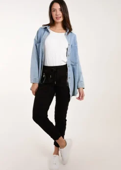 Trousers>Blue Vanilla Black Zip Drawstring Trousers