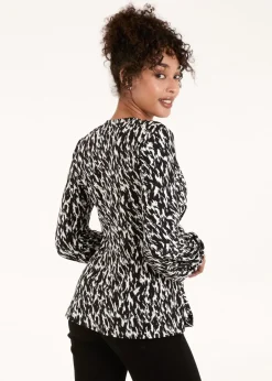 Tops>Blue Vanilla Black/White Wrap Front Tie Back Top