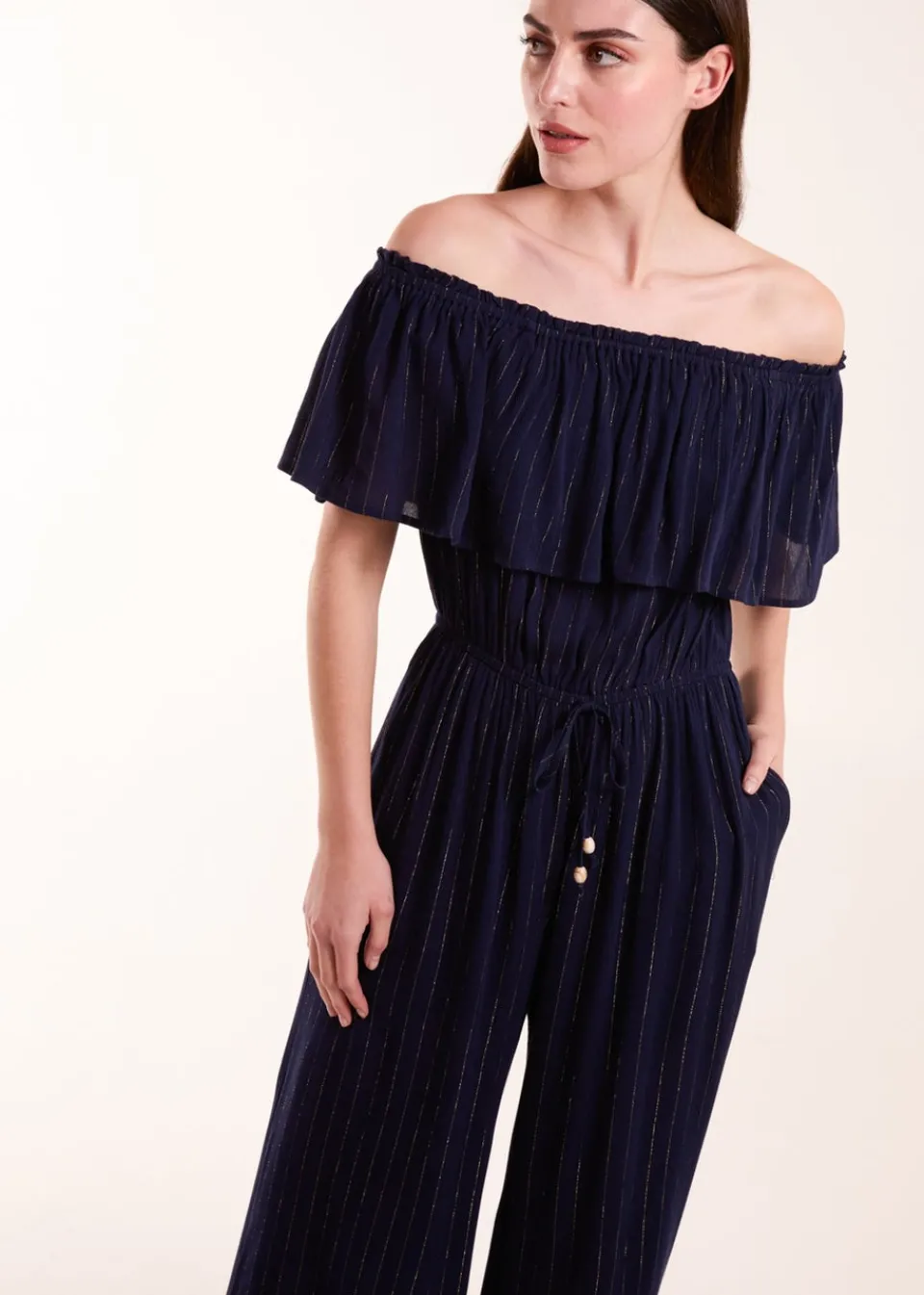 Jumpsuits & Playsuits>Blue Vanilla Bardot Jumpsuit Blue