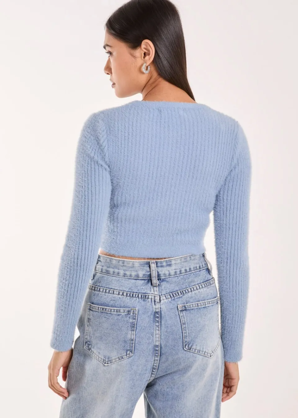 Tops>Pink Vanilla Blue Vanilla Blue Cropped Knit Rib Top