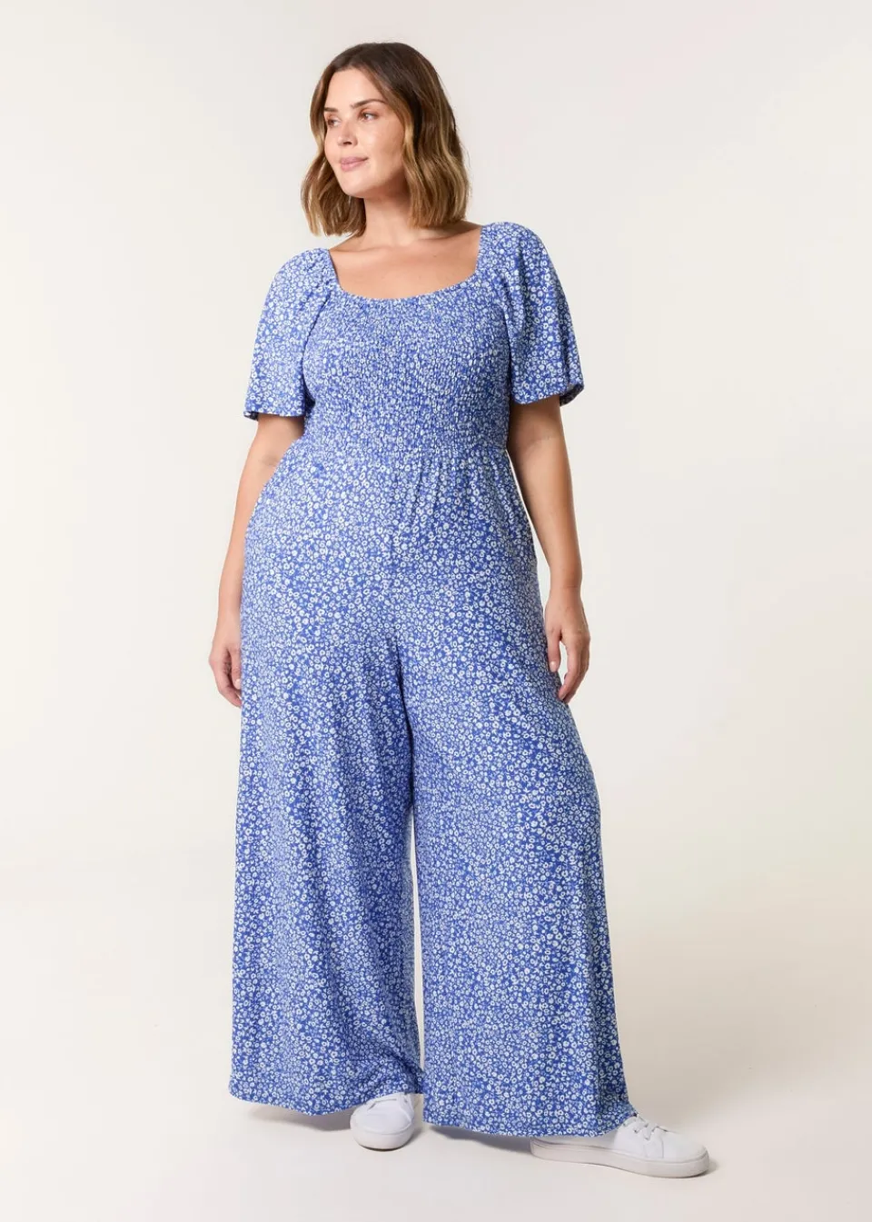 Jumpsuits & Playsuits>Blue Vanilla Blue Curve Square Neck Shirred Jumpsuit