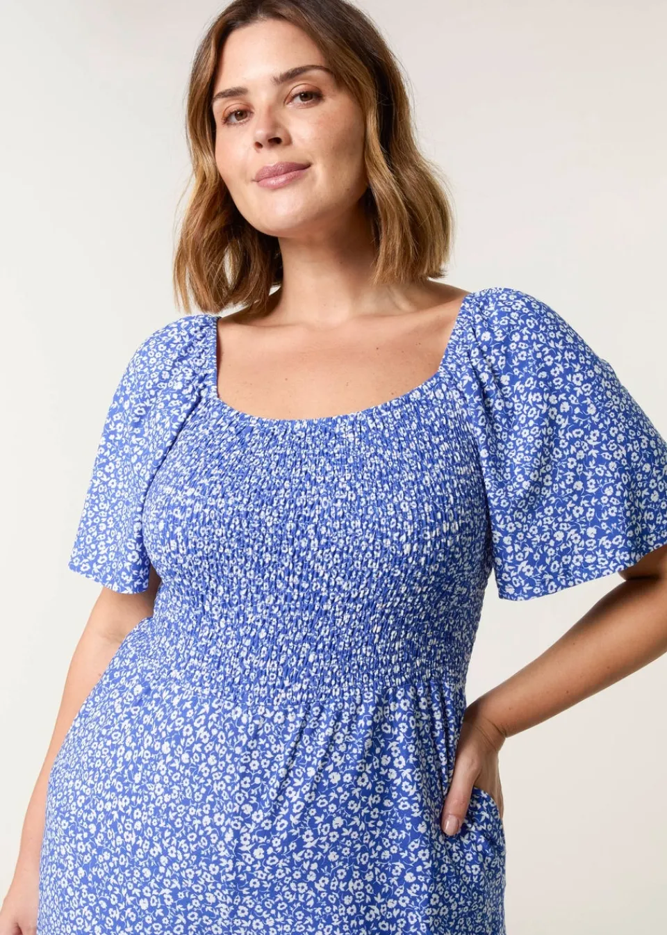 Jumpsuits & Playsuits>Blue Vanilla Blue Curve Square Neck Shirred Jumpsuit