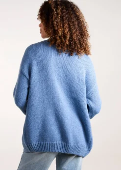Tops>Blue Vanilla Blue Daisy Large Flower Cardigan