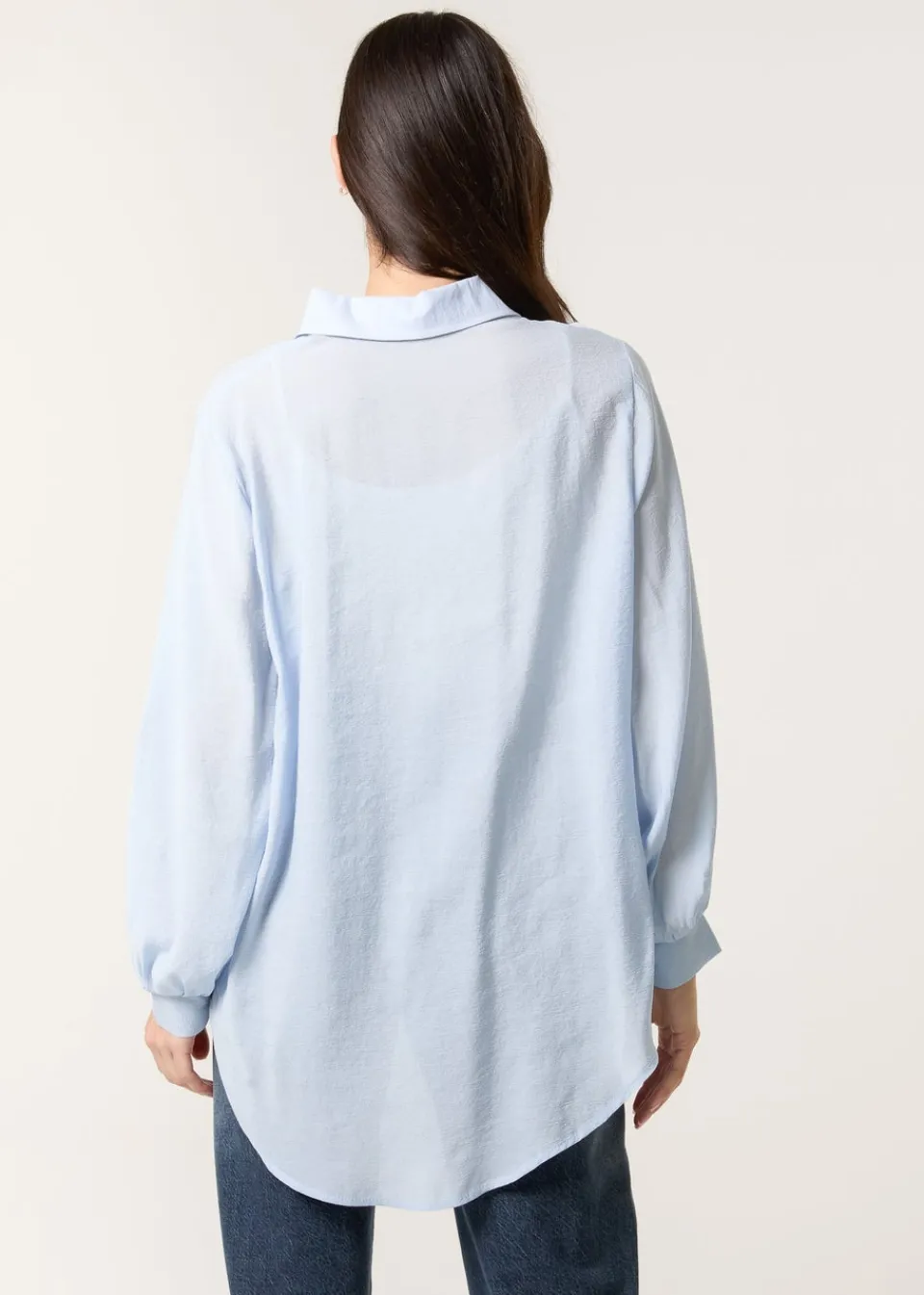 Blouses & Shirts>Blue Vanilla Blue Diamante Detailed Classic Shirt