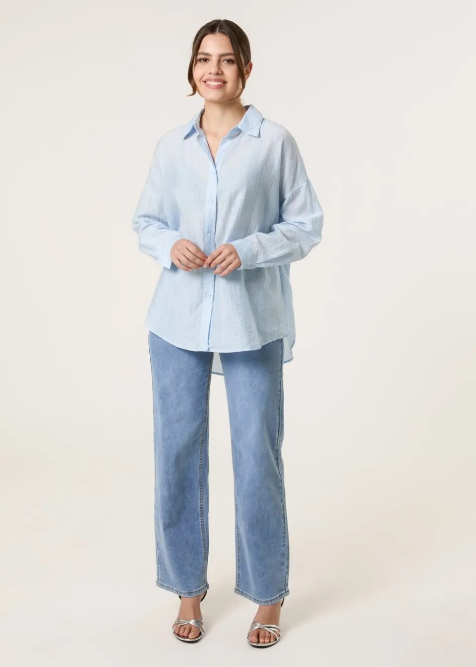 Tops>Blue Vanilla Blue Glitter Shirt