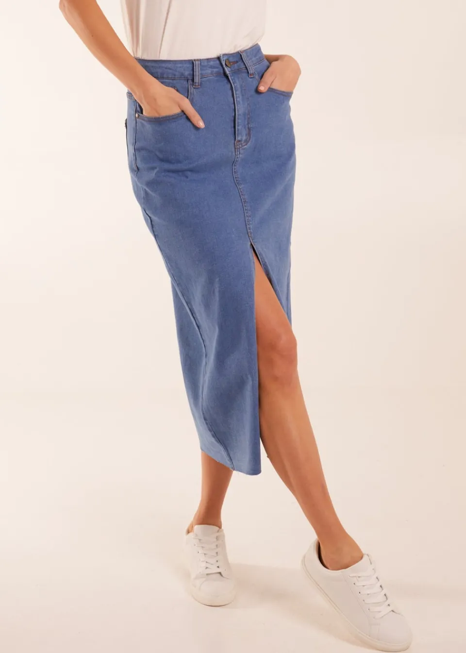 Skirts>Blue Vanilla Blue High Rise Denim Maxi Skirt
