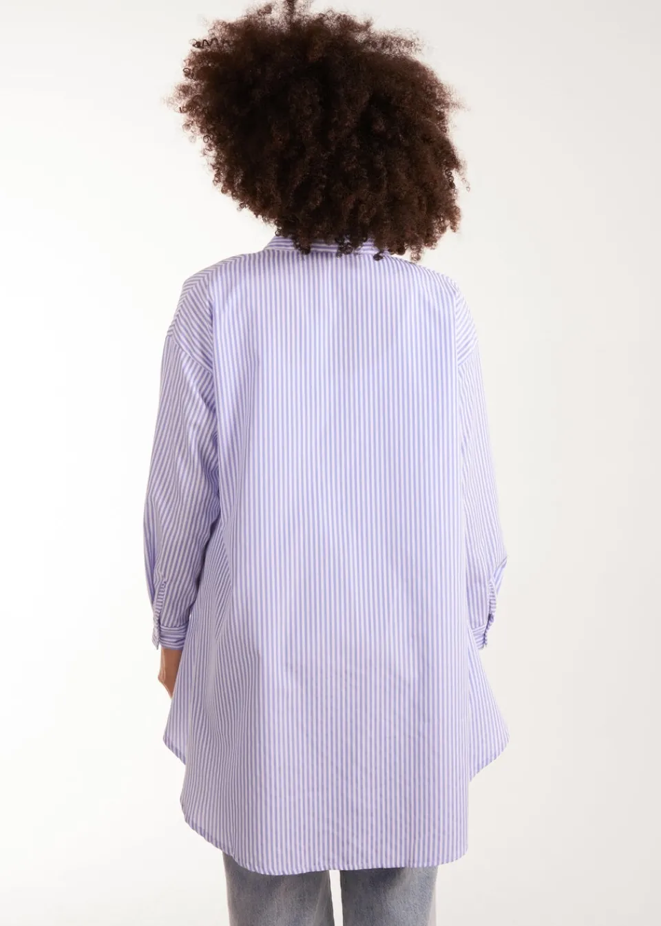 Tops>Blue Vanilla Blue Oversized Stripe Shirt