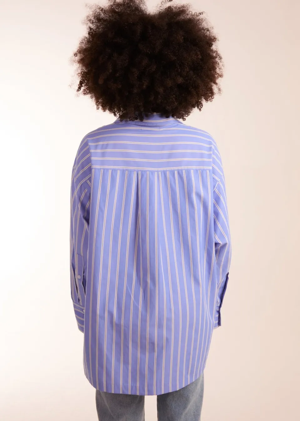 Blouses & Shirts>Blue Vanilla Blue Oversized Pinstripe Shirt
