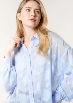 Tops>Blue Vanilla Blue Sheer Devore Shirt