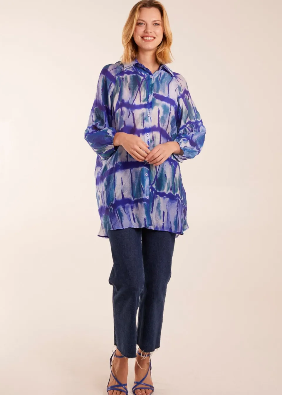 Tops>Blue Vanilla Blue Tie Dye Shirt