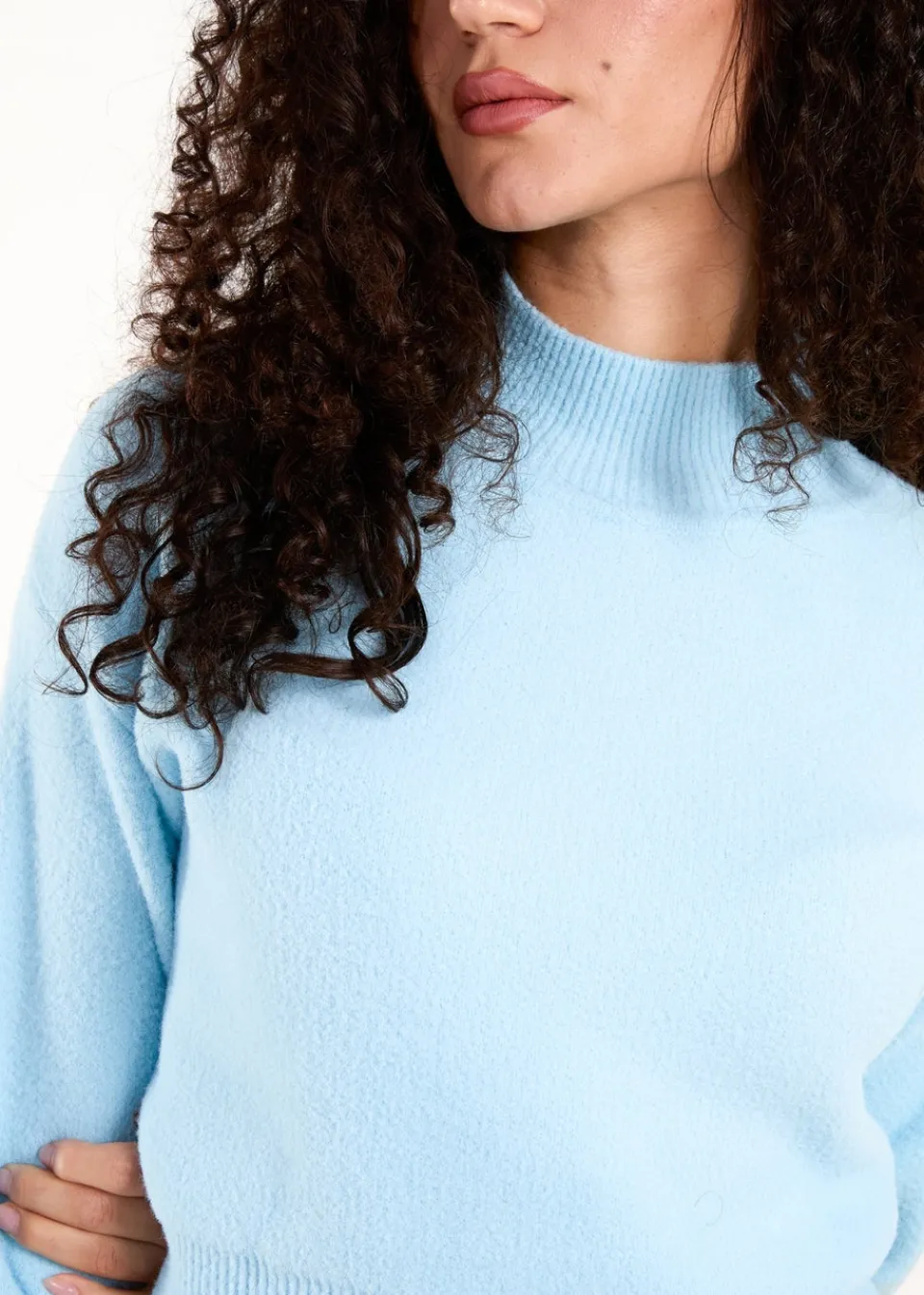 Tops>Blue Vanilla Blue Turtle Neck Cropped Jumper