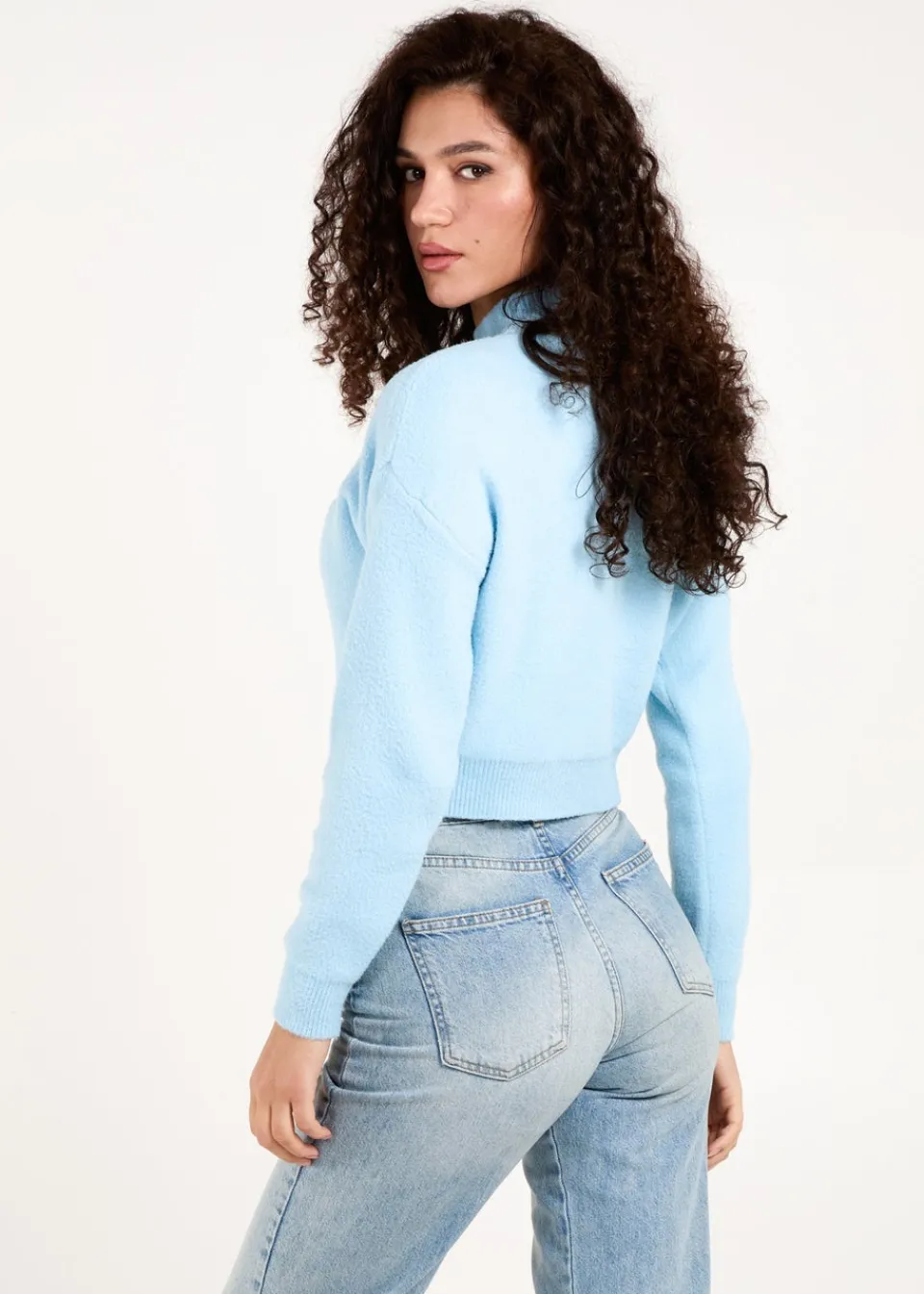 Tops>Blue Vanilla Blue Turtle Neck Cropped Jumper