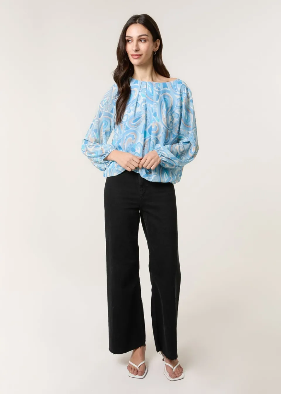 Tops>Blue Vanilla Blue Watercolour Paisley Top
