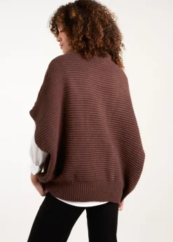 Tops>Blue Vanilla Brown High Neck Oversized Ribbed Tabard Jumper