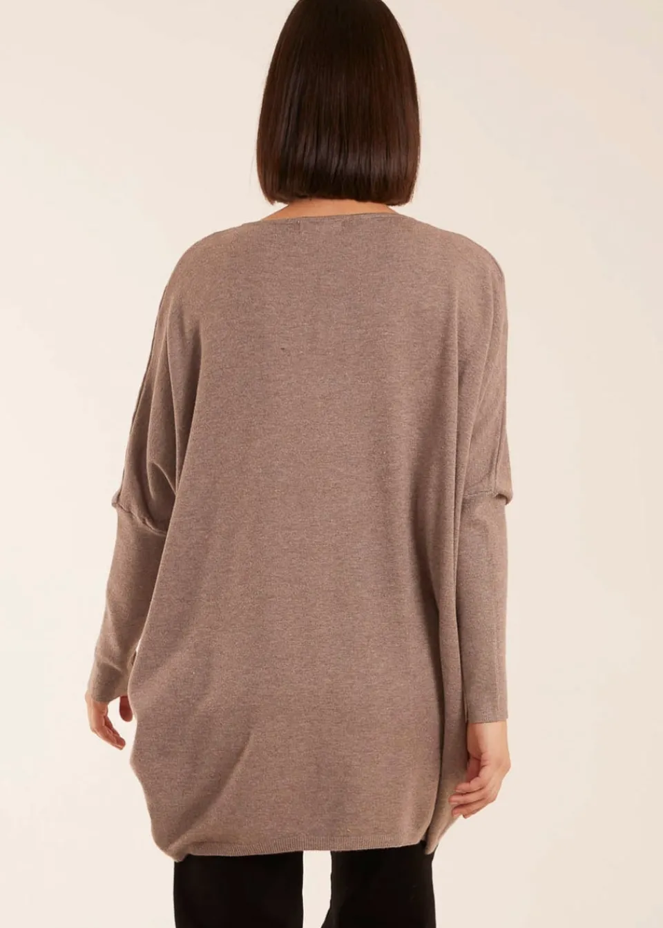 Tops>Blue Vanilla Brown Plain V Neck Jumper
