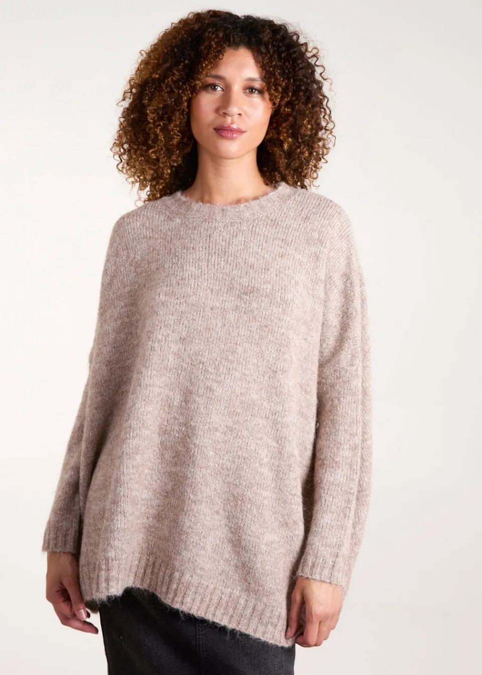 Tops>Blue Vanilla Brown Round Neck Jumper