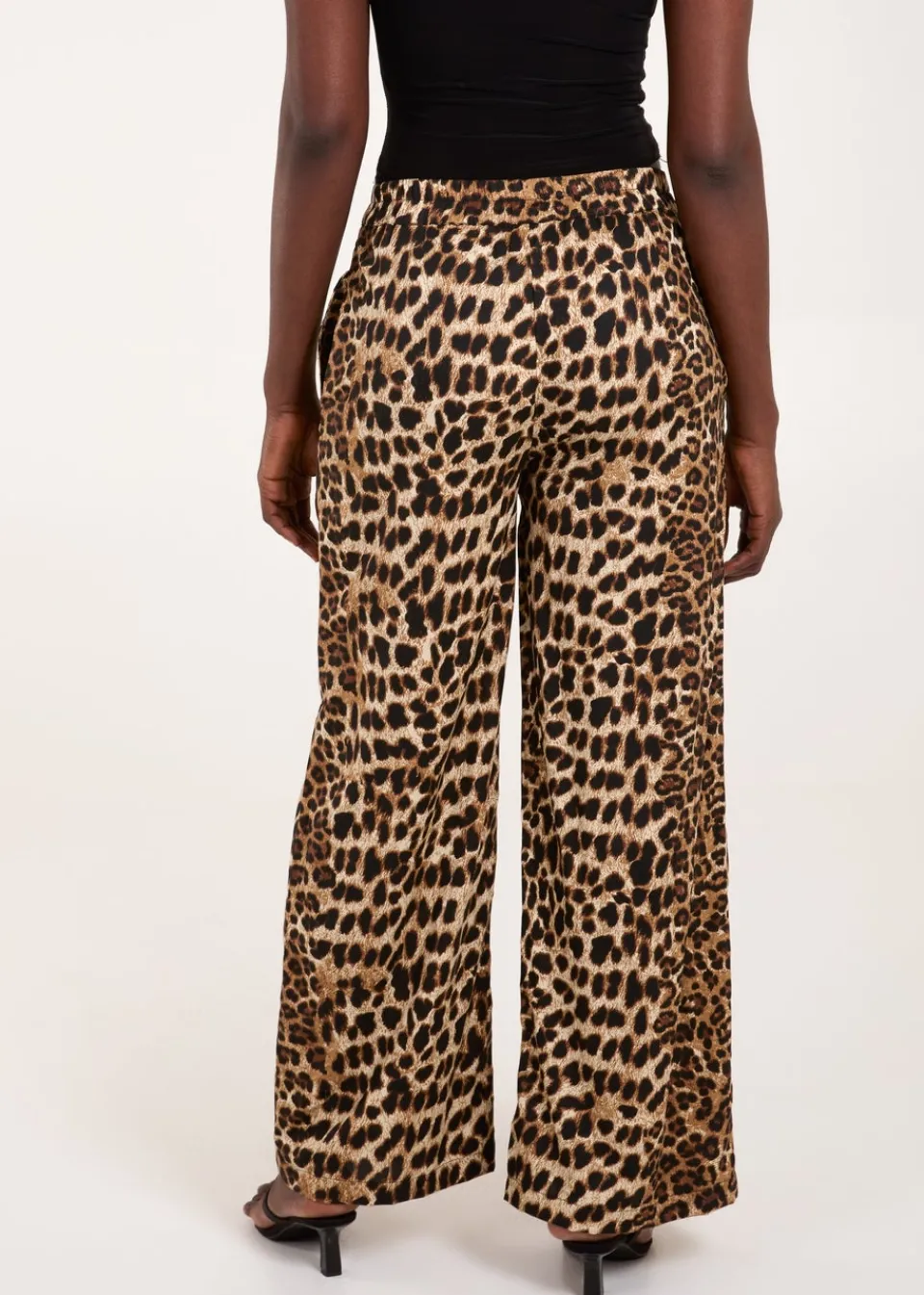Trousers>Blue Vanilla Brown Wide Leg Leopard Trousers