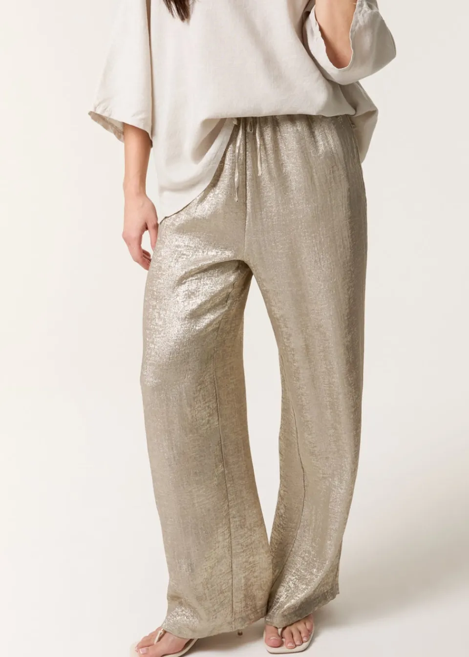 Trousers>Blue Vanilla Champagne Shimmer Wide Leg Trouser
