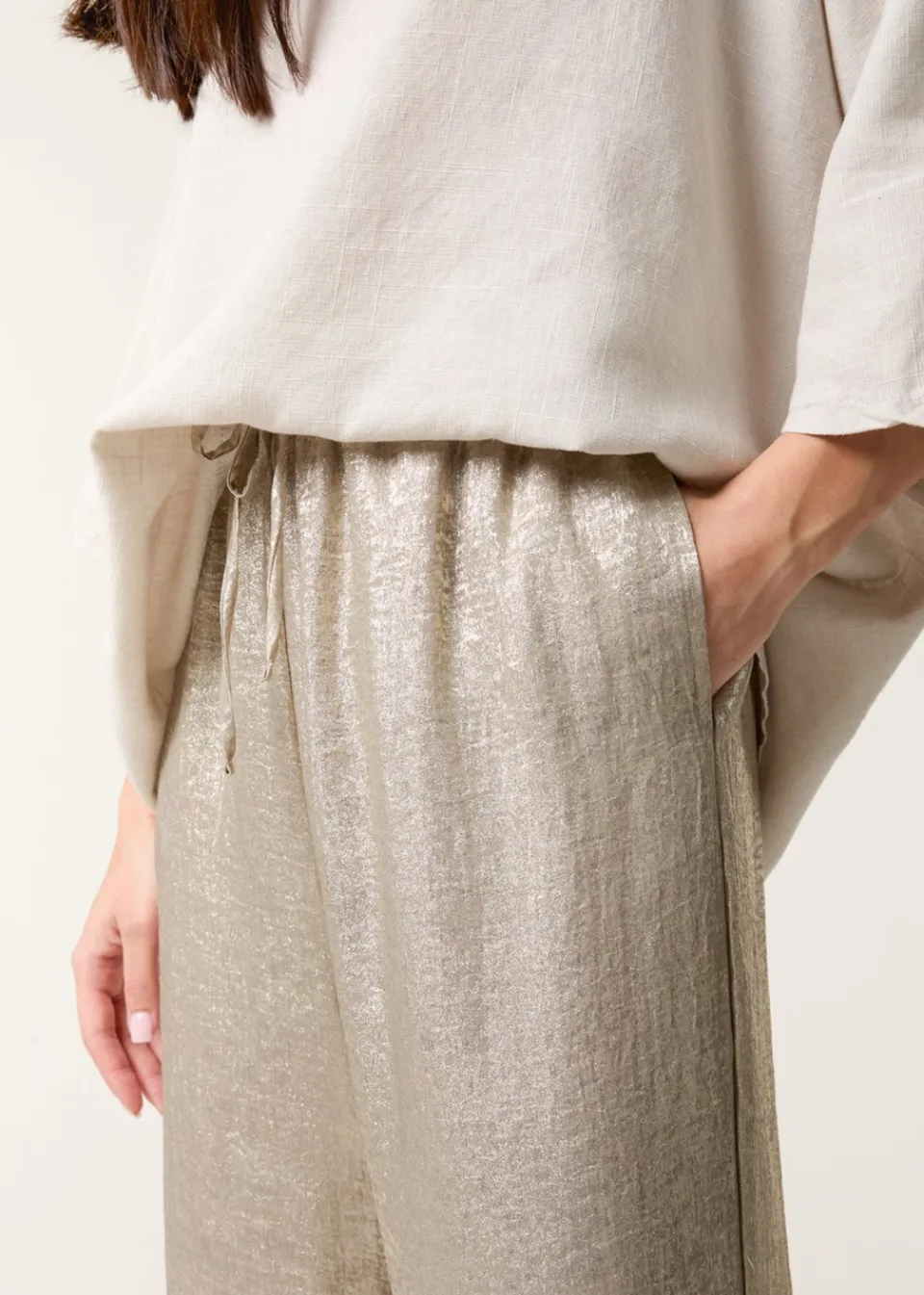 Trousers>Blue Vanilla Champagne Shimmer Wide Leg Trouser
