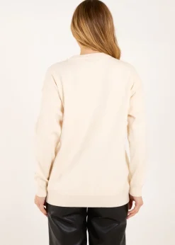 Tops>Blue Vanilla Cream Flower Diamante Jumper