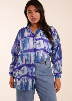 Tops>Blue Vanilla Curve Blue  Tie Dye Shirt