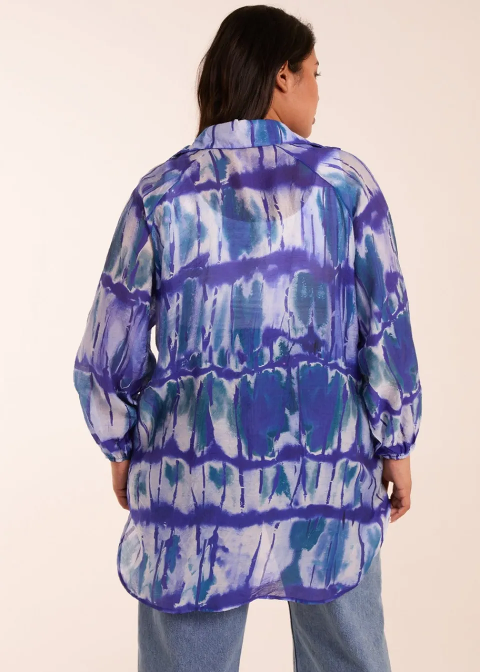 Tops>Blue Vanilla Curve Blue Tie Dye Shirt
