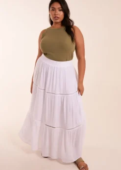 Skirts>Blue Vanilla Curve White Ladder Trim Maxi Skirt