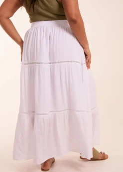 Skirts>Blue Vanilla Curve White  Ladder Trim Maxi Skirt