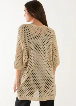 Tops>Blue Vanilla Gold Crochet Lurex Cardigan