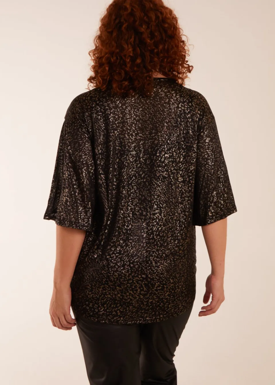Tops>Blue Vanilla Gold Curve Leopard V Neck Tie Front Top