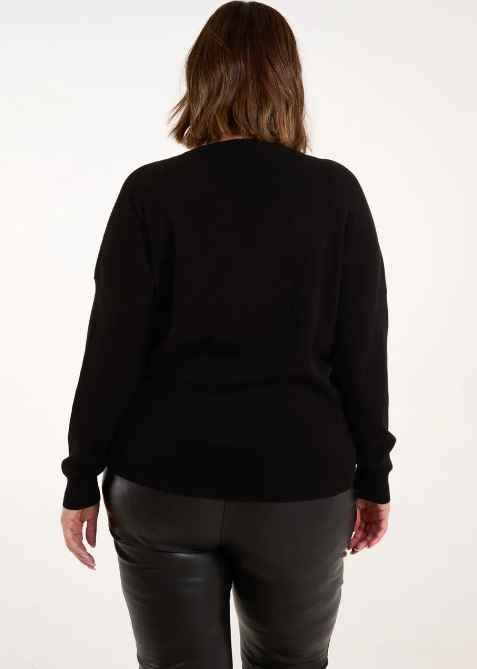 Tops>Blue Vanilla Gold Curve Sequin Christmas Leopard Bow Jumper