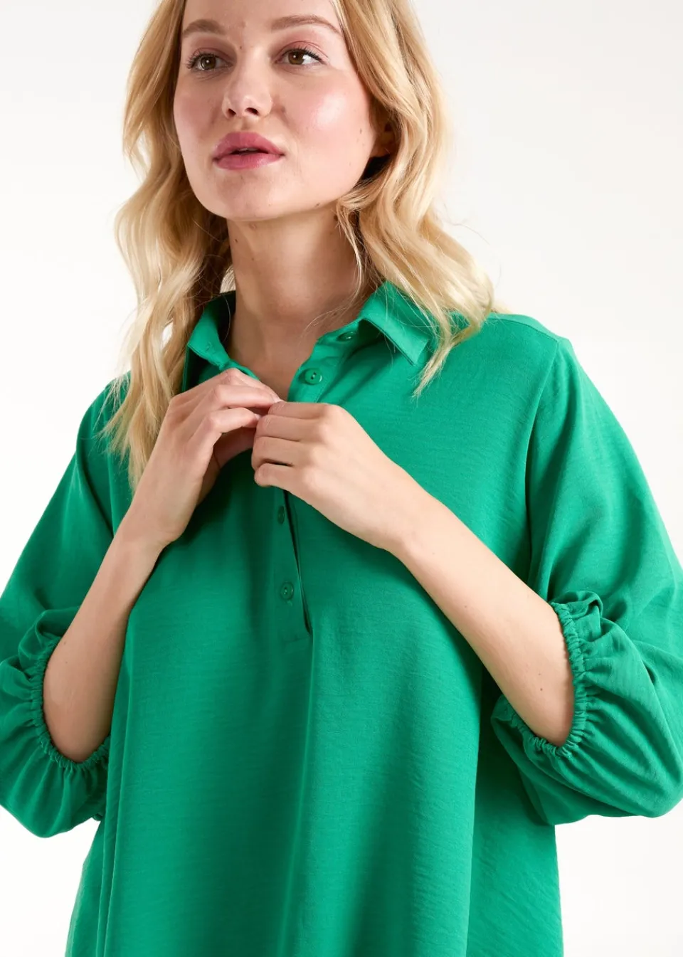 Tops>Blue Vanilla Batwing Shirt Green