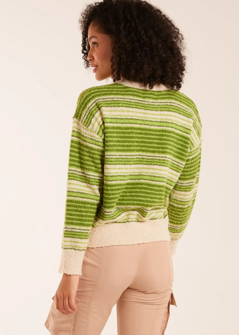 Tops>Blue Vanilla Green Gradient Stripe Velour Knit Jumper