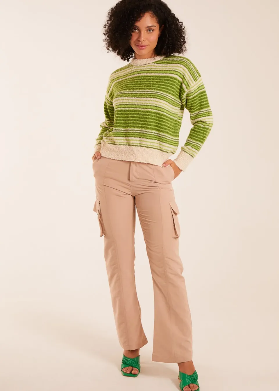 Tops>Blue Vanilla Green Gradient Stripe Velour Knit Jumper