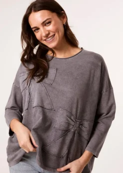 Loungewear>Blue Vanilla Grey Bow Sweatshirt
