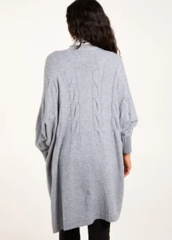 Tops>Blue Vanilla Grey Cable Knit Cardigan
