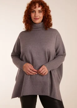 Tops>Blue Vanilla Curve High Neck Boxy Jumper Grey