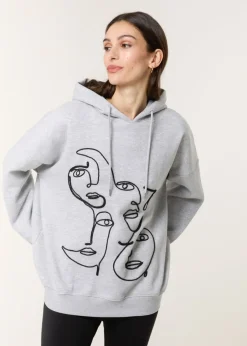 Tops>Blue Vanilla Grey Face Art Hoodie