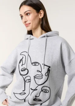 Tops>Blue Vanilla Grey Face Art Hoodie