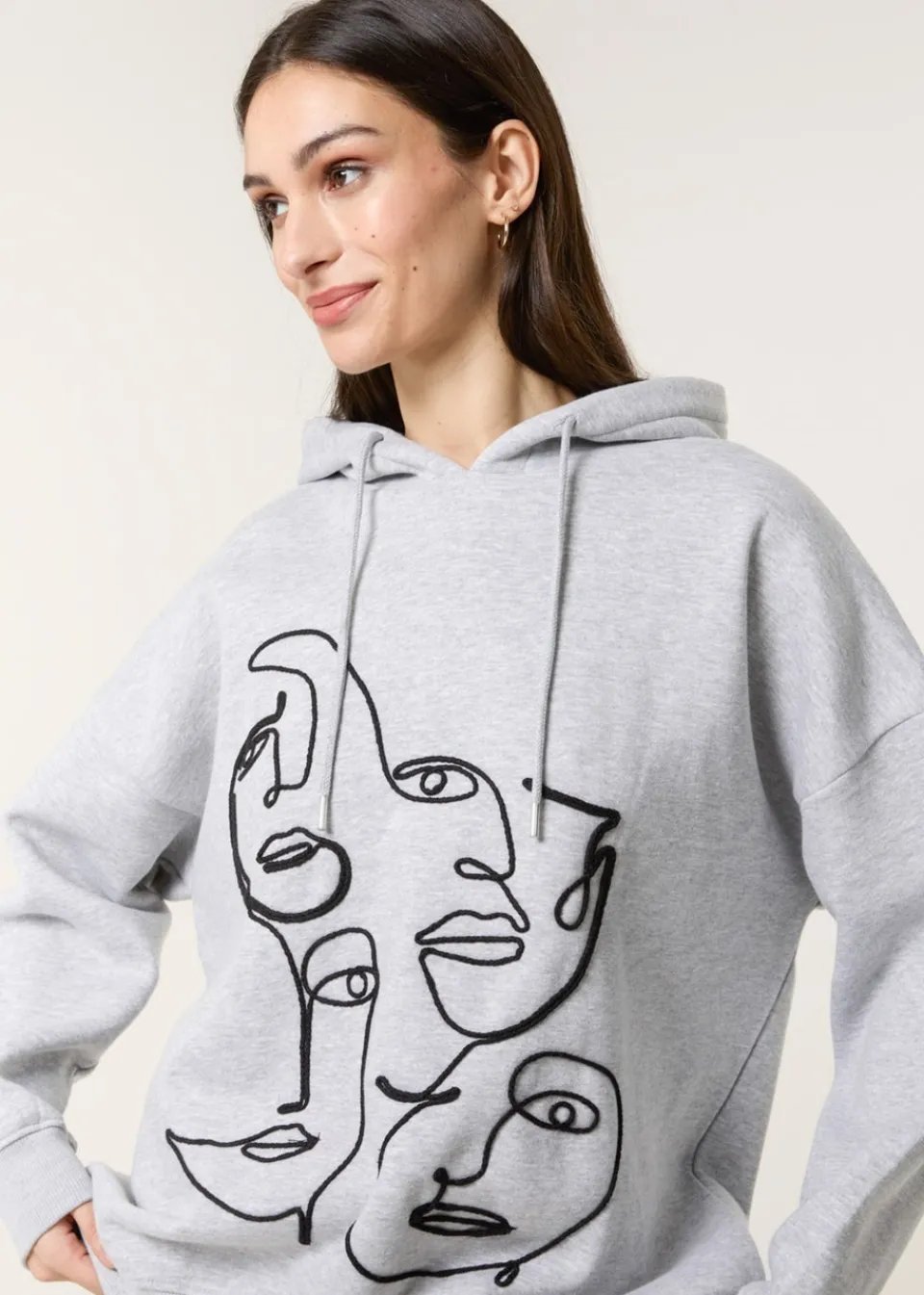 Tops>Blue Vanilla Grey Face Art Hoodie